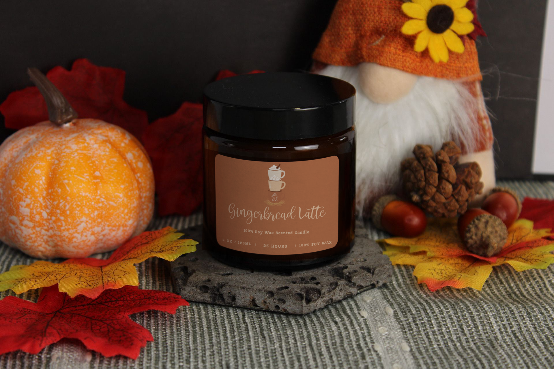 The 120ml 'Cosy Sketchbook' personalised candle, showing the minimalist, hand-drawn label design by WickHarmony